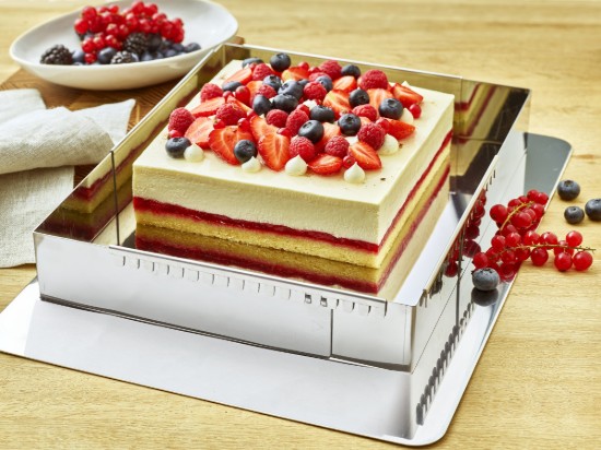 Állítható négyzet alakú péksütemény keret, rozsdamentes acél, 20-37 cm - de Vevő