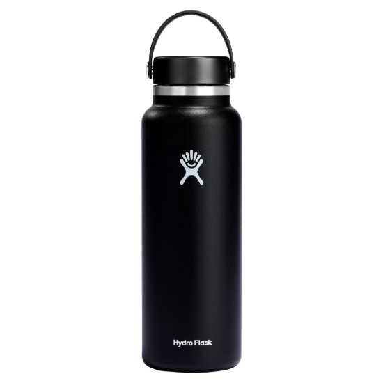 Hőszigetelő palack, rozsdamentes acél, 1,18L, "Wide Mouth", fekete - Hydro Flask