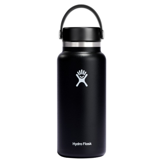 Hőszigetelő palack, rozsdamentes acél, 950 ml, "Wide Mouth", fekete - Hydro Flask