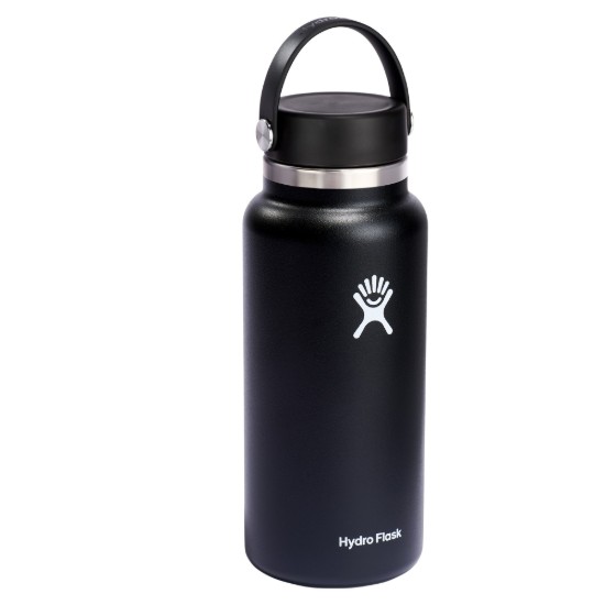Hőszigetelő palack, rozsdamentes acél, 950 ml, "Wide Mouth", fekete - Hydro Flask