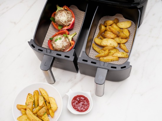 4 db-os tapadásmentes védőlap készlet duplasütőkhöz Airfryer, üvegszálas - NoStik