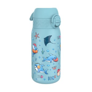 Vizes palack gyerekeknek, rozsdamentes acél, 400 ml, Sharks - Ion8