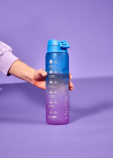 Vizes palack "Times To Drink", recyclon™, 1L, Blue&Pink - Ion8