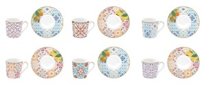6 kávéscsésze csészealjjal, porcelán, 100 ml, "Siracusa" - Nuova R2S