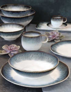 Tányér, porcelán, 26 cm, kék, "Nuances" - Nuova R2S