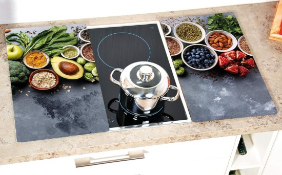 2 db üveg vágódeszka készlet, 50 x 28,5 cm, 0,4 cm vastag, "Healthy Kitchen" - Kesper