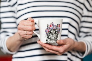 Porcelán bögre, 380 ml, macska design - Mikasa