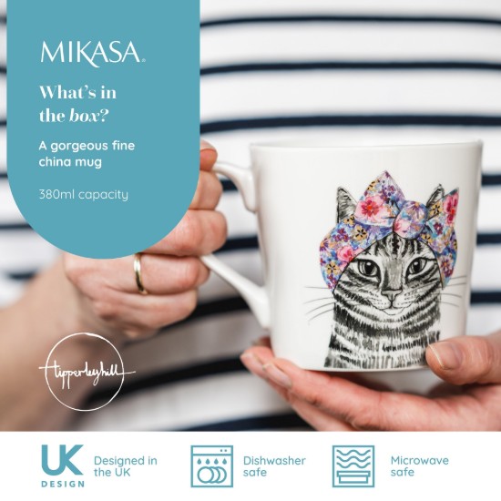 Porcelán bögre, 380 ml, macska design - Mikasa