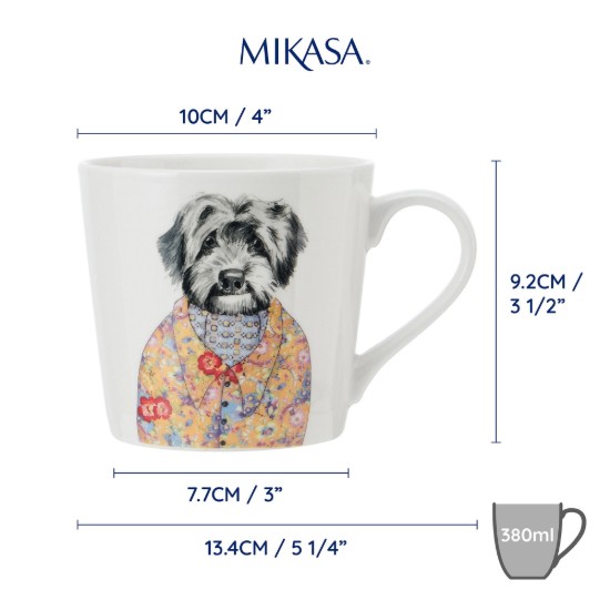 Porcelán bögre, 380 ml, kutya dizájn - Mikasa