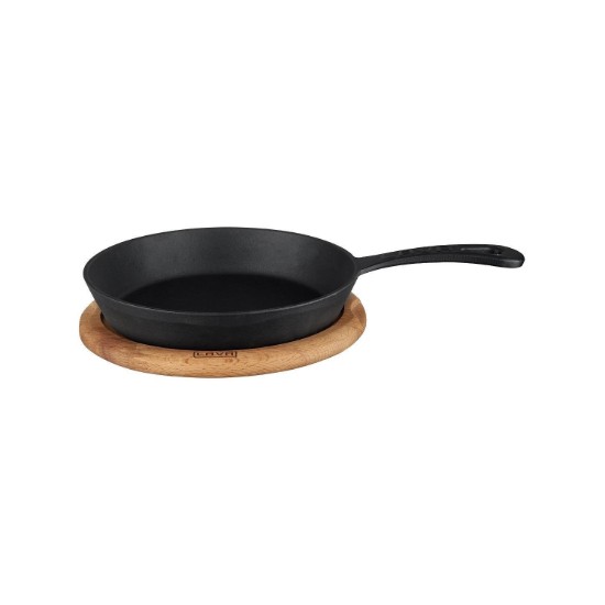 LAVA - Öntöttvas serpenyő, 20 cm, fa alátéttel