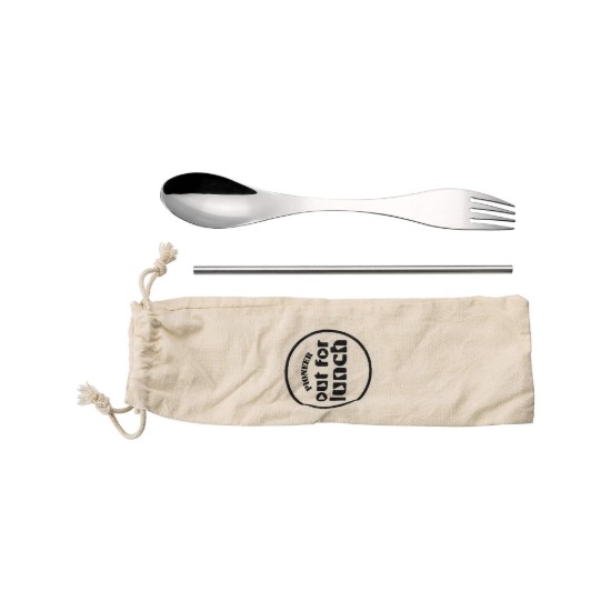 Ebéddoboz készlet, 3 tartozékkal, rozsdamentes acél, 1400 ml, "Out of Lunch" - Grunwerg