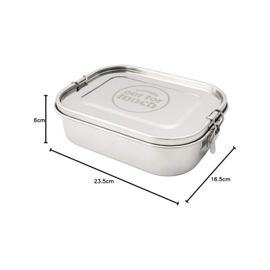 Ebéddoboz készlet, 3 tartozékkal, rozsdamentes acél, 1400 ml, "Out of Lunch" - Grunwerg