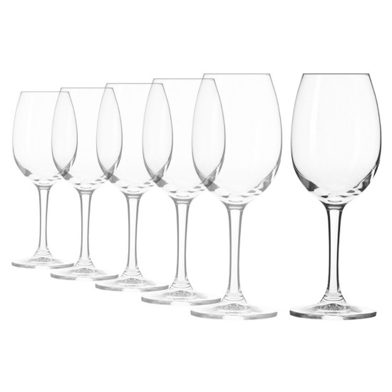 6 db fehérboros pohár készlet, kristályos üvegből, 240 ml, "ELITE" - Krosno