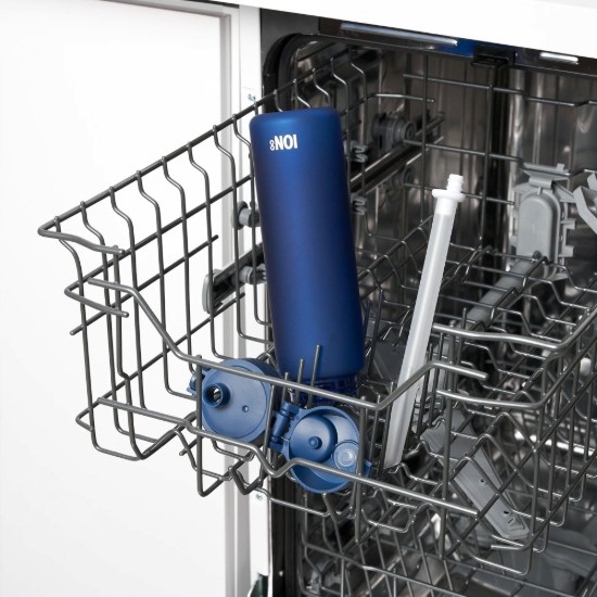 "SLIM" vizes palack, szívószállal, recyclon, 500 ml, Navy - Ion8