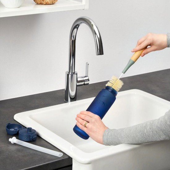 "SLIM" vizes palack, szívószállal, recyclon, 500 ml, Navy - Ion8