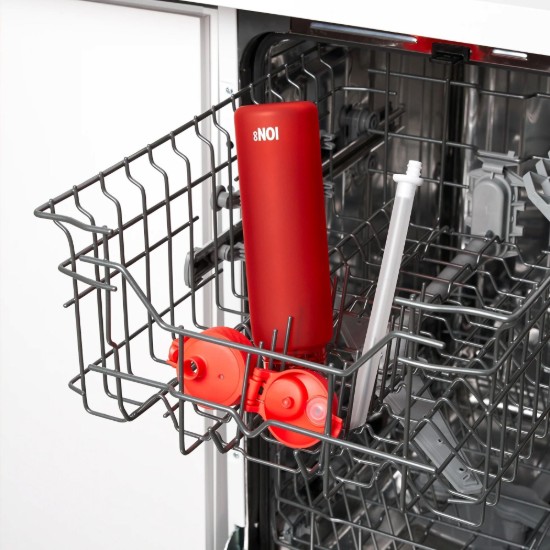 "SLIM" vizes palack, szívószállal, recyclon, 500 ml, Red - Ion8