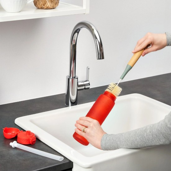 "SLIM" vizes palack, szívószállal, recyclon, 500 ml, Red - Ion8