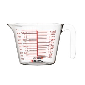 Összetevő mérő bögre, üvegből, 1000ml - Zokura