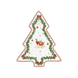 Karácsonyfa alakú porcelán tál, 25,5 x 20,5 cm, "Magie de Noel" - Nuova R2S