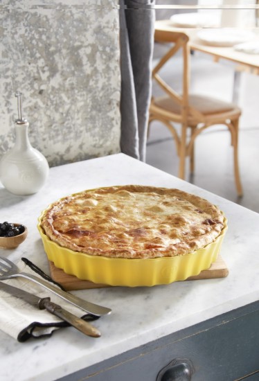 Emile Henry ~ 28 cm / 1.98 literes, Provence Yellow kerek pite tepsi