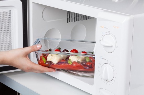Téglalap alakú üveg ételtároló, légmentesen záródó fedéllel, hőálló üveg, 20x15cm/0.8L, "Cook&Go" - Pyrex