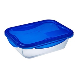 Téglalap alakú üveg ételtároló, légmentesen záródó fedéllel, hőálló üveg, 30x23cm/3.5L, "Cook&Go" - Pyrex