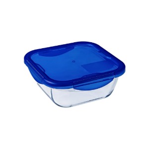 Négyzet alakú ételtároló, légmentesen záródó fedéllel, hőálló üveg, 16x16cm/0.8L, "Cook&Go" - Pyrex