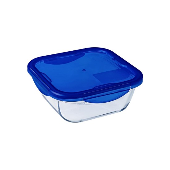 Négyzet alakú ételtároló, légmentesen záródó fedéllel, hőálló üveg, 16x16cm/0.8L, "Cook&Go" - Pyrex