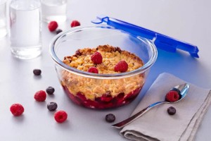 Kerek ételtároló, légmentesen záródó fedéllel, hőálló üveggel, 15cm/0.7L, "Cook&Go" - Pyrex