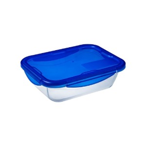 2 db téglalap alakú ételtároló készlet, légmentesen záródó fedéllel, hőálló üveg, 0,8L/1,9L, "Cook&Go" - Pyrex