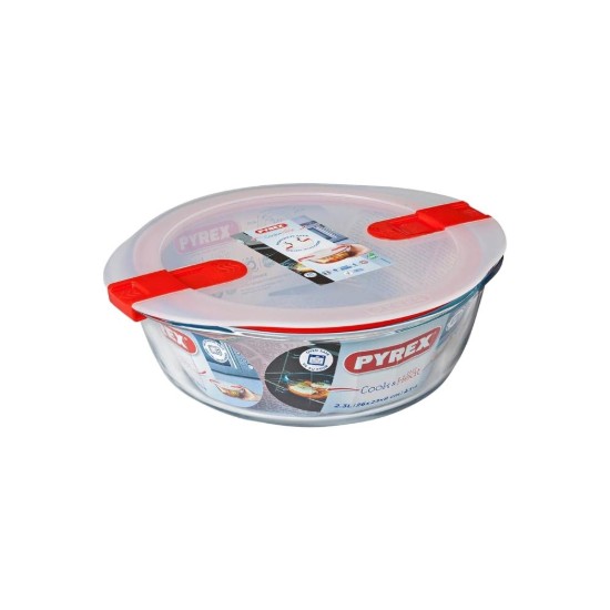 Kerek ételtároló, fedéllel, hőálló üveg, 23cm/2.3L, "Cook&Heat" - Pyrex