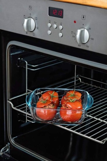 Négyzet alakú ételtároló, fedéllel, hőálló üveg, 25x22cm/2.2L, "Cook&Heat" - Pyrex