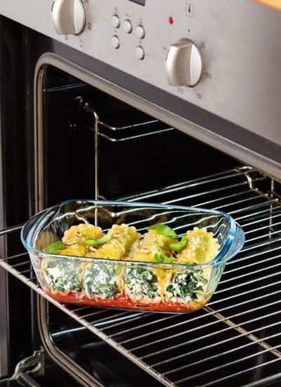 Téglalap alakú ételtároló, fedéllel, hőálló üveg, 23x15cm/1.2L, "Cook&Heat" - Pyrex