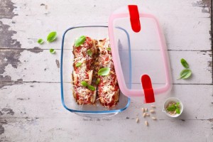 Téglalap alakú ételtároló, fedéllel, hőálló üveg, 23x15cm/1.2L, "Cook&Heat" - Pyrex