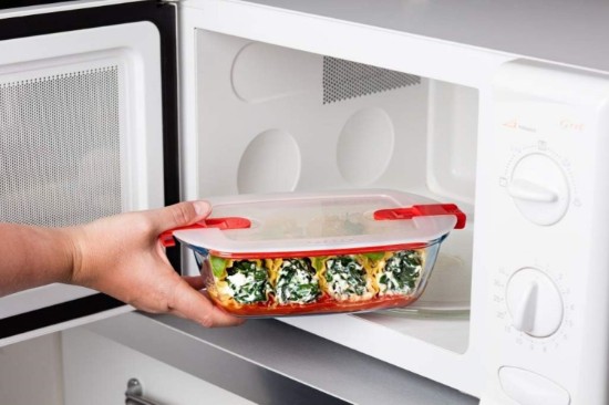Téglalap alakú ételtároló, fedéllel, hőálló üveg, 28x20cm/2.5L, "Cook&Heat" - Pyrex