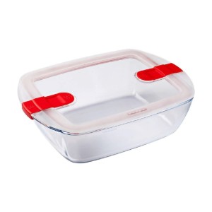 Téglalap alakú ételtároló, fedéllel, hőálló üveg, 28x20cm/2.5L, "Cook&Heat" - Pyrex