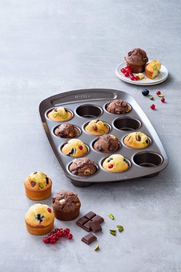 12 rekeszes muffin tepsi, szénacél, 38x25,5 cm, "Asimetria" - Pyrex