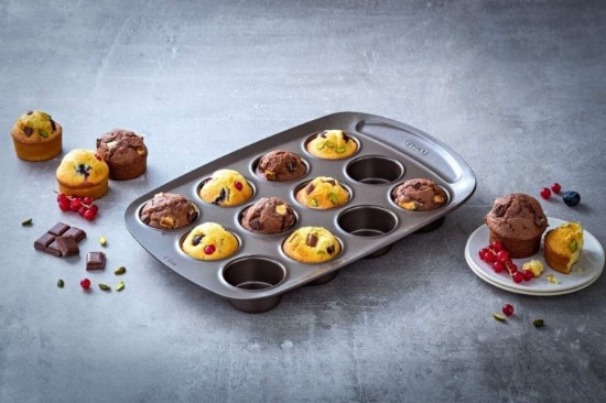 12 rekeszes muffin tepsi, szénacél, 38x25,5 cm, "Asimetria" - Pyrex