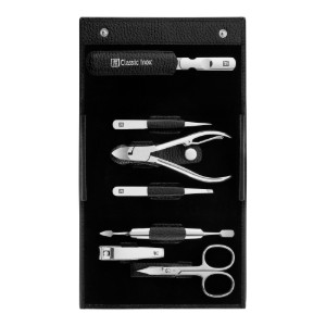 7 db-os manikűr szett, bőrtok, patenttal, fekete - Zwilling Classic Inox