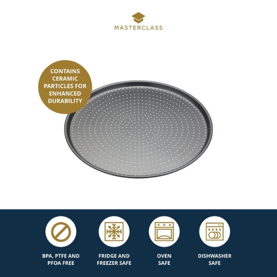 Kitchen Craft perforált pizza tálca, acél, 32 cm