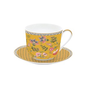 Teáscsésze csészealjjal, porcelán, 400 ml, "Magie D'Orient Yellow" - Nuova R2S