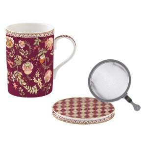 Bögre infúzióval és fedéllel, porcelán, 350 ml, "Magie D'Orient Burgundy" - Nuova R2S