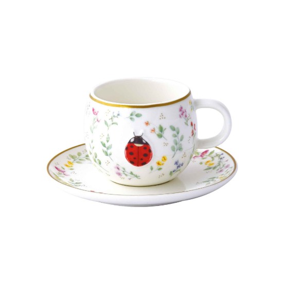 2 db kávéscsésze készlet csészealjjal, porcelán, dombornyomott kivitel, 120 ml, "Fancy Garden" - Nuova R2S