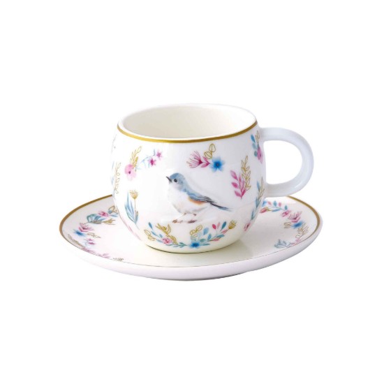 2 db kávéscsésze készlet csészealjjal, porcelán, dombornyomott kivitel, 120 ml, "Fancy Garden" - Nuova R2S
