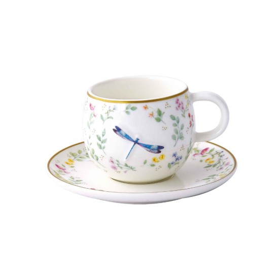 2 db kávéscsésze készlet csészealjjal, porcelán, dombornyomott kivitel, 120 ml, "Fancy Garden" - Nuova R2S