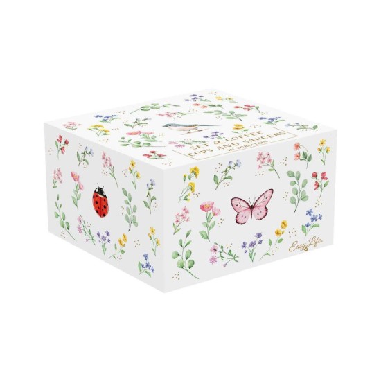 2 db kávéscsésze készlet csészealjjal, porcelán, dombornyomott kivitel, 120 ml, "Fancy Garden" - Nuova R2S