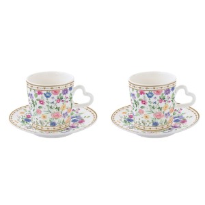 2 kávéscsésze porcelán, 100 ml-es és moka kávéfőző készlet, "Mon Amour" - Nuova R2S