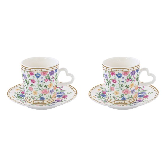 2 kávéscsésze porcelán, 100 ml-es és moka kávéfőző készlet, "Mon Amour" - Nuova R2S