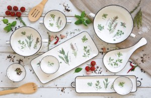 Olaj / ecet palack, porcelán, 300 ml, "Herbárium" - Nuova R2S