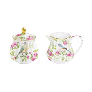Cukortál és tejszínhabtartó készlet, porcelán, "Spring Time" - Nuova R2S